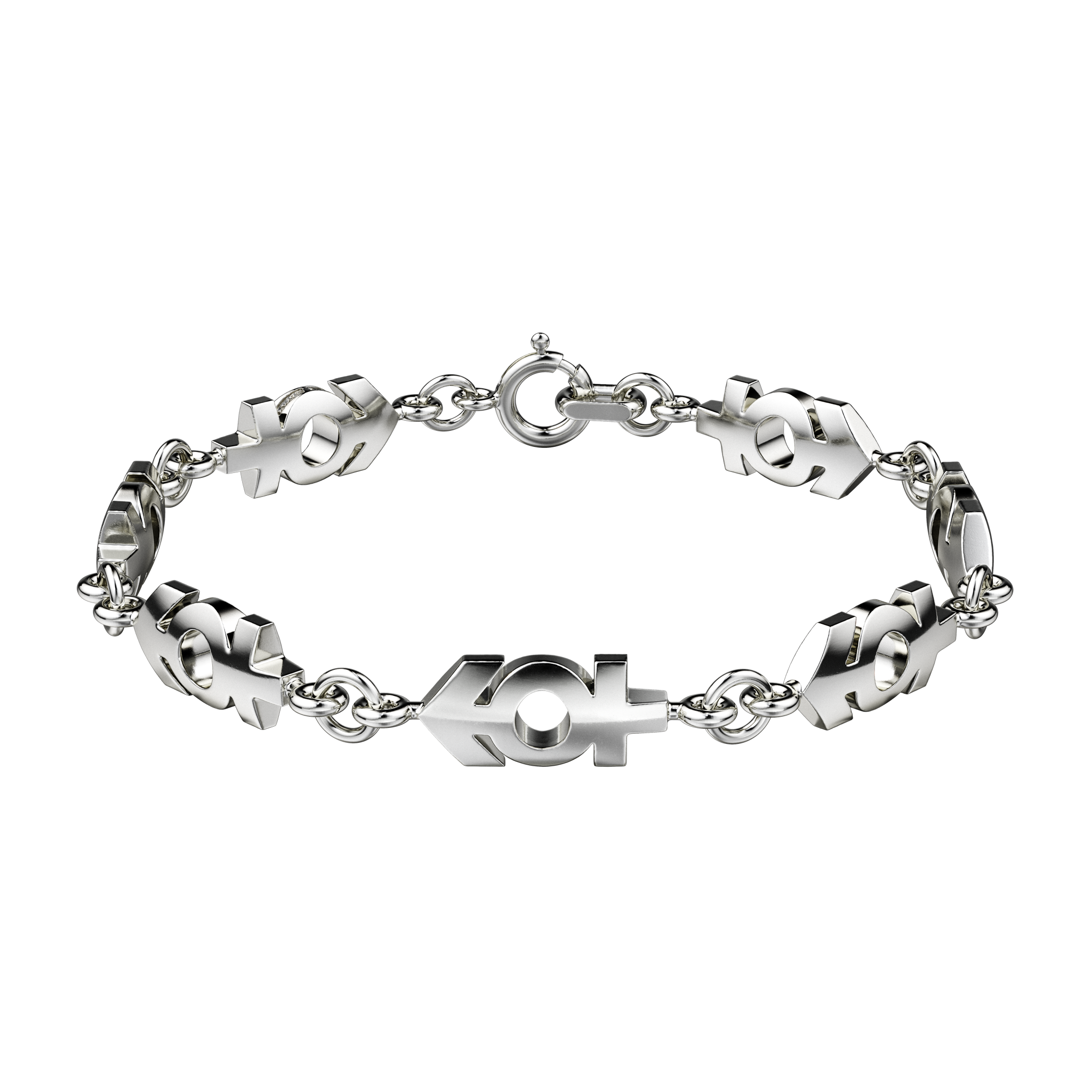 A detail of ⚥ Bracelet M in Silver